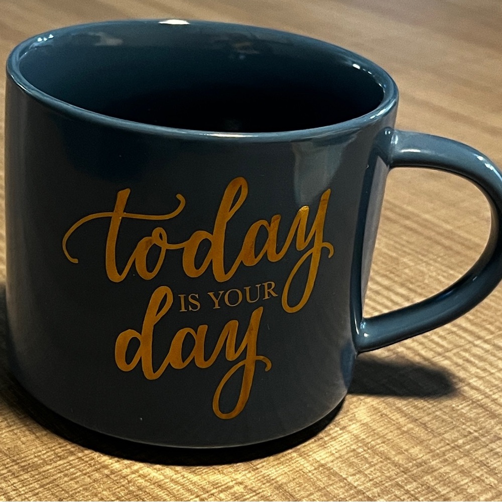“Today Is Your Day” Blue Stoneware Coffee Cup Mug